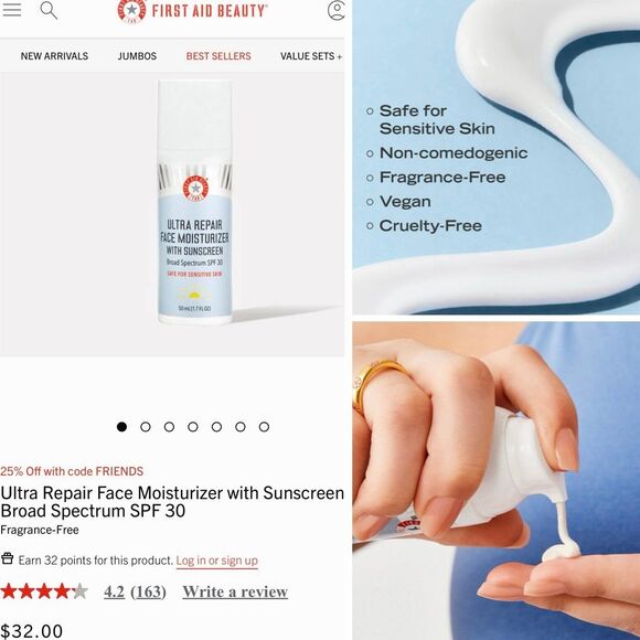 First Aid Beauty Ultra Repair Face Moisturizer + Sunscreen Broad Spectrum SPF 30 - Picture 4 of 12